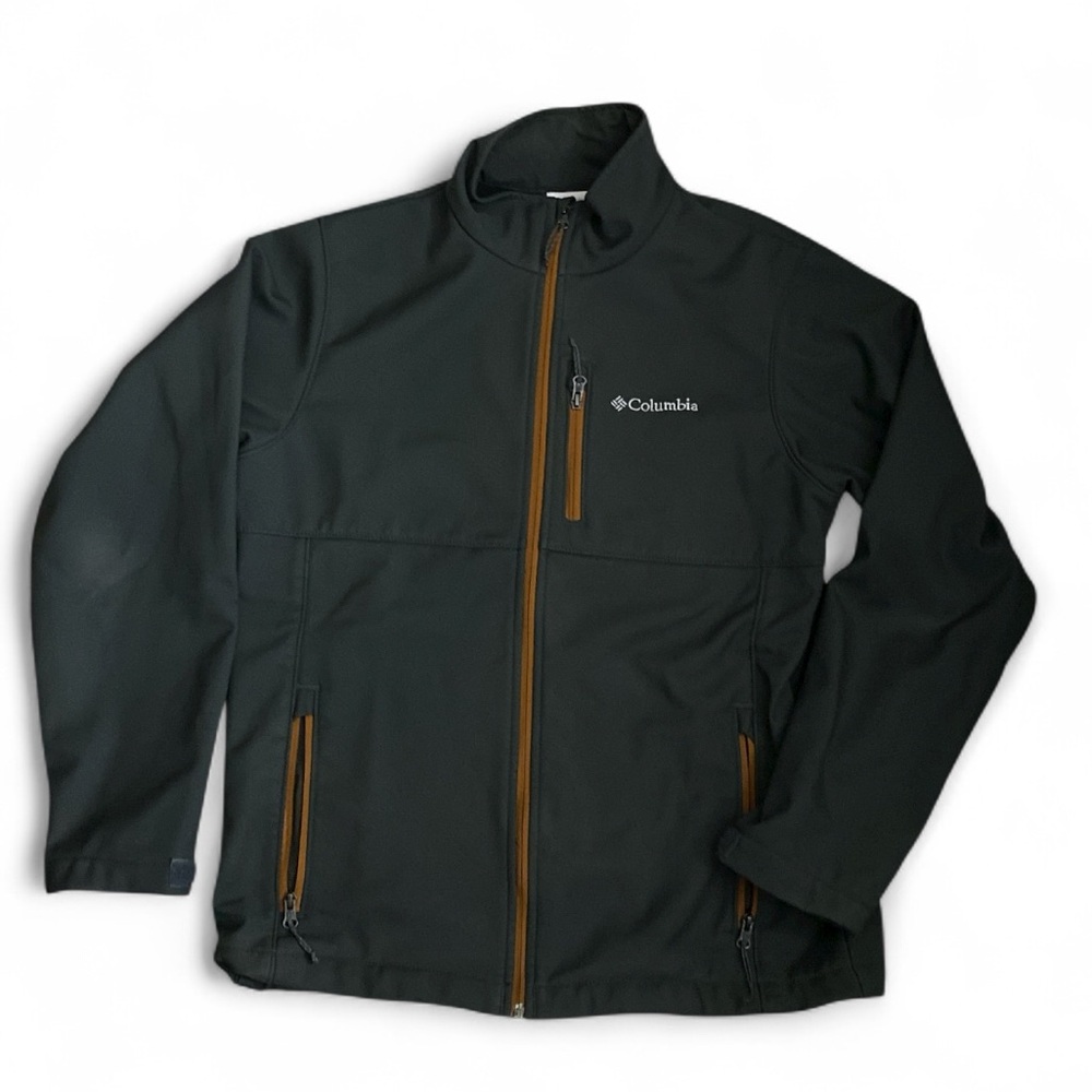 Columbia Gray Performance Jacket with Orange Accents along the zippers